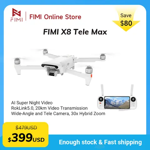 FIMI X8 Tele Max Drone 4K Professional 30min Flight Time 20km Range Original 60fps Dual Camera 3-Axis Gimbal & AI Night Vision