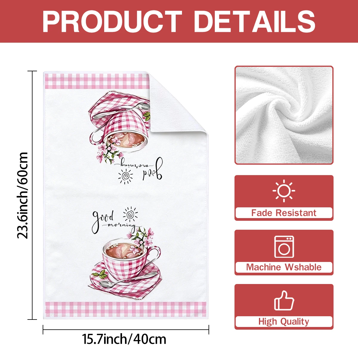 2pcs minimalist pink kitchen towels, absorbent and quick drying tea towels, modern kitchen towels, cooking and baking towels