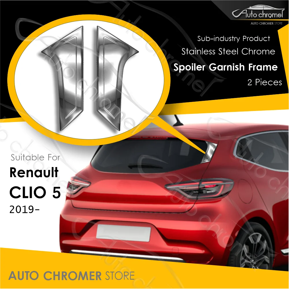 

For Renault Clio 5 Spoiler Garnish Frame 2 Pieces High Quality Stainless Steel 2019-2020-2021 Like R S Line Exterior Parts