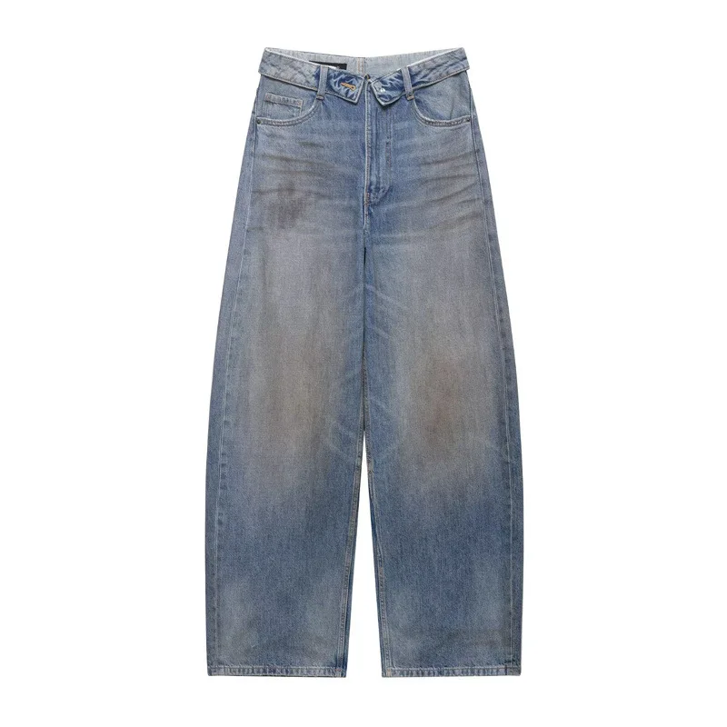American Retro Baggy Jeans Woman High Waisted Wide Leg Pants Ripped Denim Trousers Streetwear Casual Loose Jean Femme 2026 Fashi