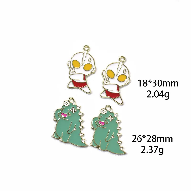 10pcs New Cute Cartoon Dinosaur Monster Cartoon Character Man Charm DIY Earrings Necklace Crafts Jewelry Making Findings