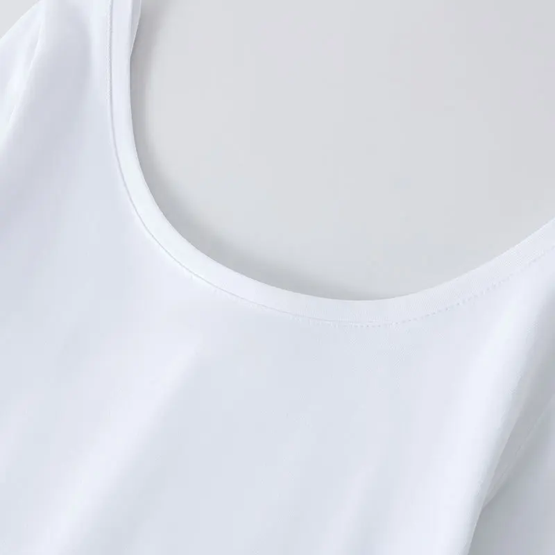 Camisetas de algodón con cuello redondo para mujer, ropa para primavera y verano, color blanco y negro, 2 uds. Por paquete