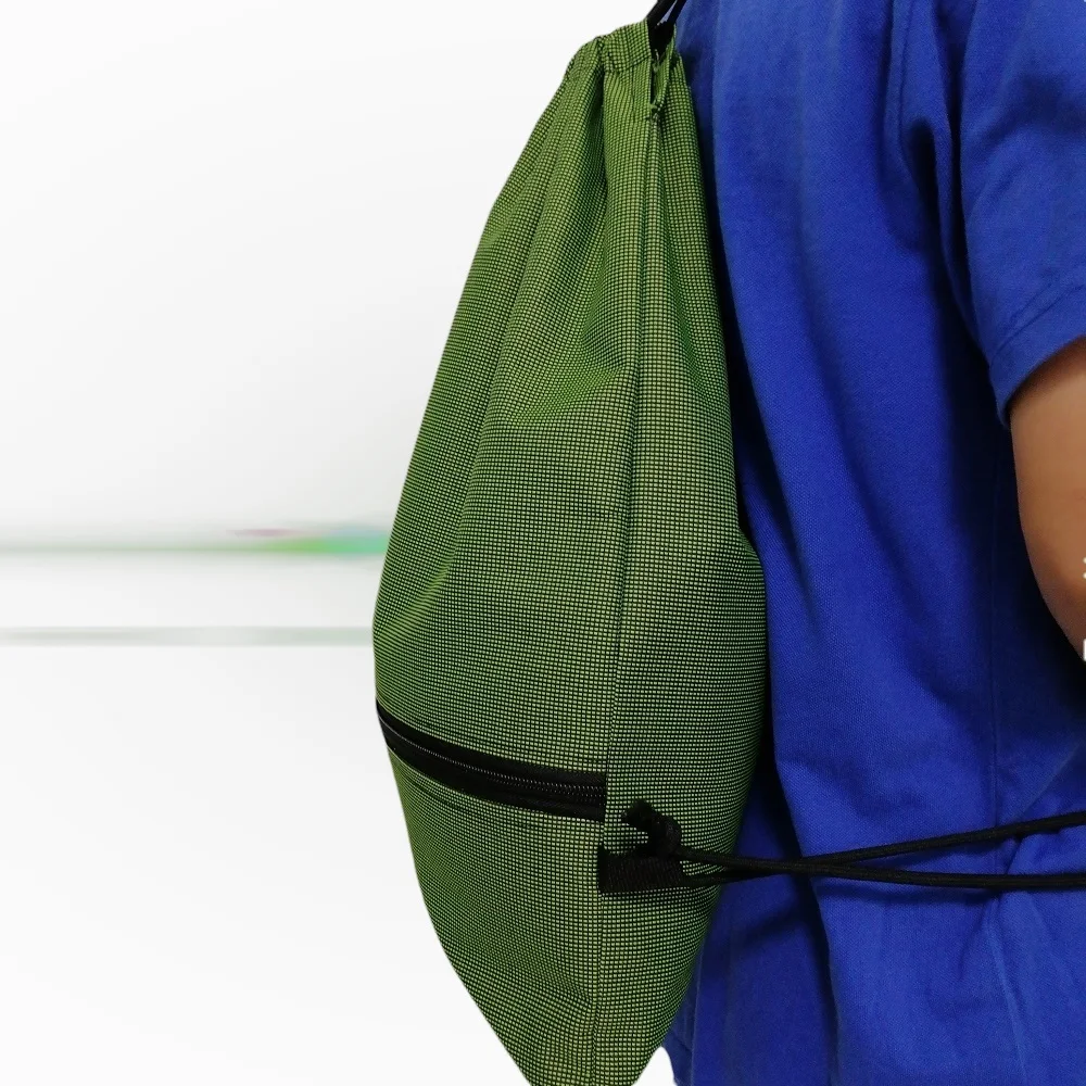 Eco-Friendly Green Drawstring Backpack Lightweight and Durable Perfect for Travel, Gym, and Daily Use