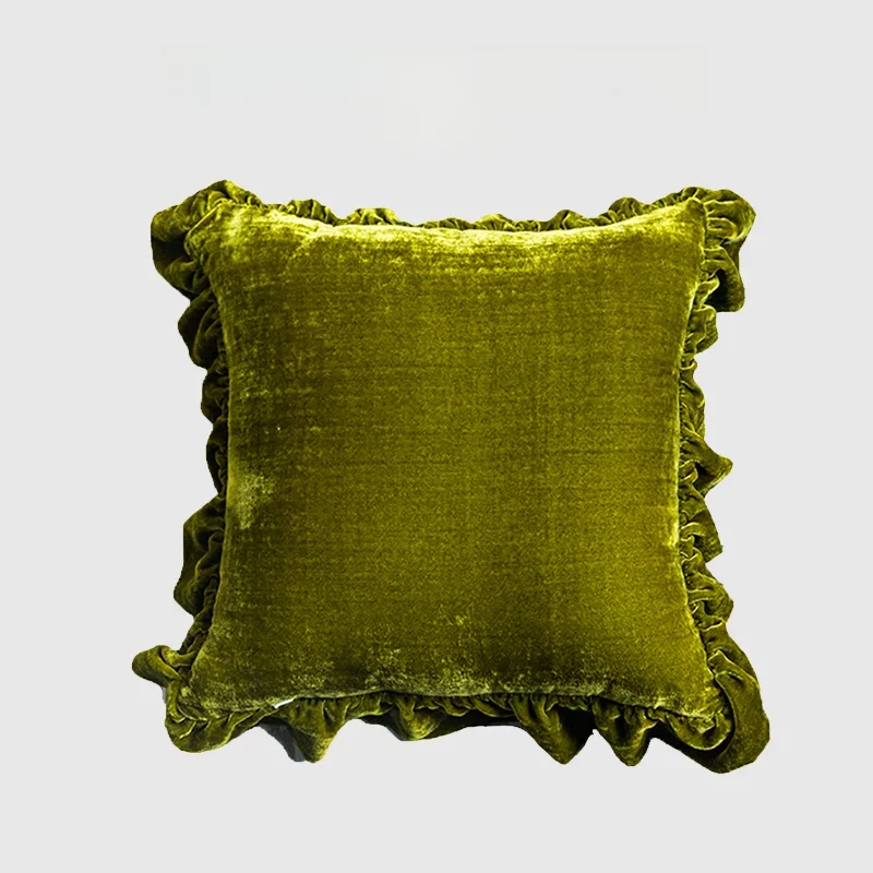 Medicci Home Ruffles obicia na poduszki Pure Color Retro szmaragdowo zielona kanapa Sofa sypialnia salon dekoracyjne poszewka narzuta — zdjęcie 2