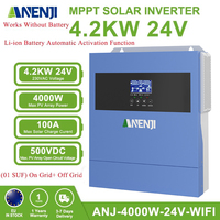 Hybrid Solar Inverter 4.2KW 2KW 24V 12V 230Vac MPPT Pure Sine Wave Inverter PV 160V 500VDC 60A 100A Solar Charger with WiFi