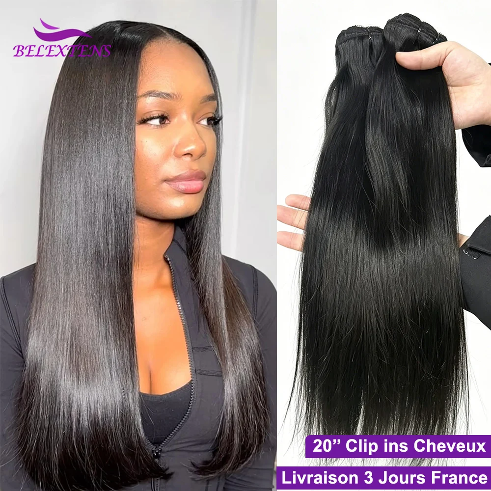 20 Zoll Gerade Clip-In Haarverlängerungen Clip-Ins Echthaar-Extensions Rohes Haar 8 Stück/Set für Frauen 3-7 Tage Lieferzeit 120g/Set – Detail 1