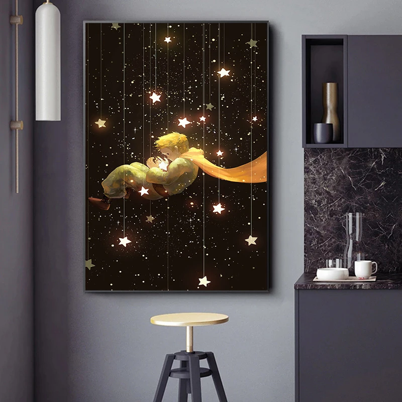 Nordic Style Canvas Painting Illustration The Little Prince Movie Wall Art Picture Posters and Prints for Kids Room Nursery