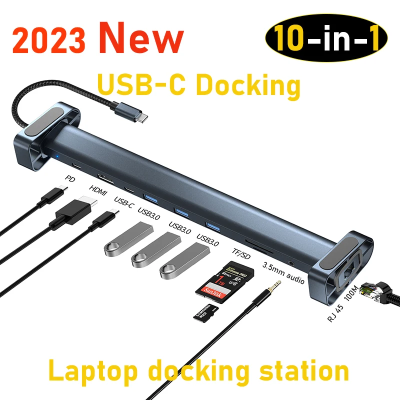 

2023 latest style 10 in 1 dock hub usb c MacBook macmini docking station For Dell Lenovo ASUS HP thunderbolt laptop accessories