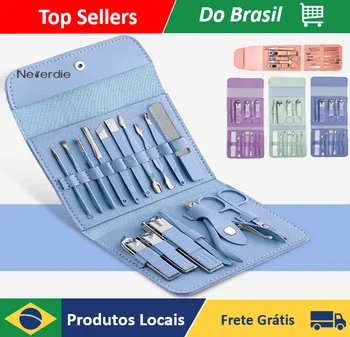 Kit c/ 16 Pçs Cortador De Unhas Conjunto De Ferramentas Em Aço Inoxidável Com Bolsa Dobrável - Neverdie Store