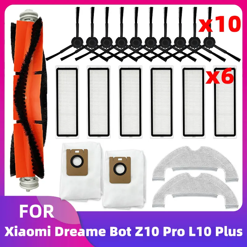 For Xiaomi Dreame Bot Z10 Pro L10 Plus Robot Vacuum Spare Parts RLS5D Main Brush Side Brush Hepa Filter Mop Rag Cloth Dust Bag