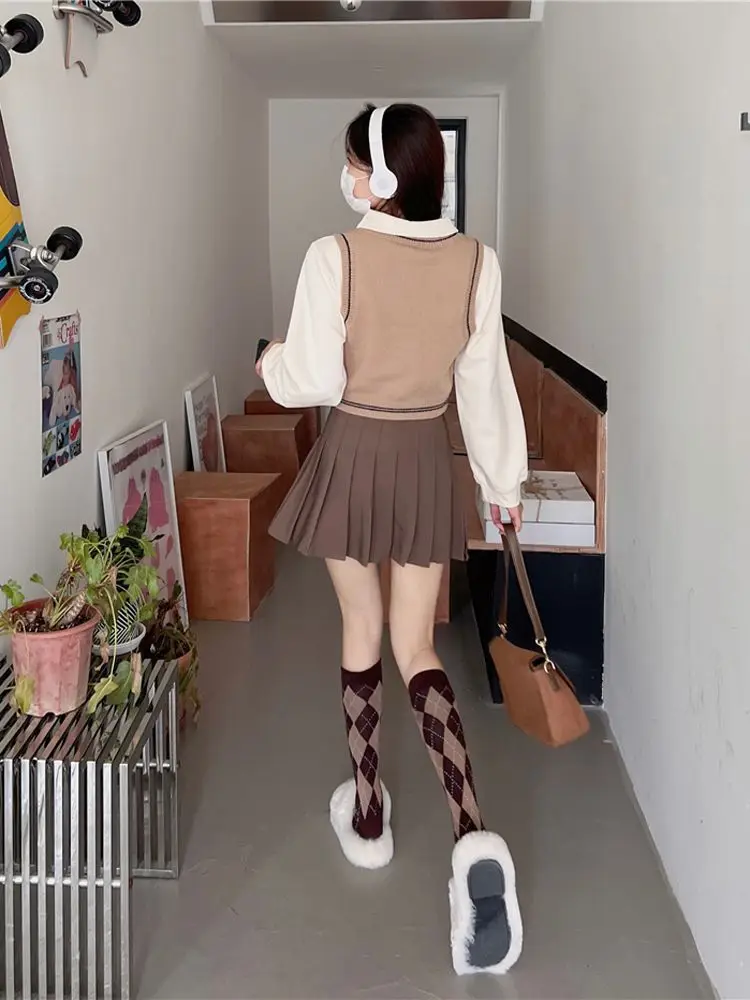 Saia plissada linha A de cintura alta feminina, saia JK, drape short, super quente, fina, nova, primavera e verão, 2024