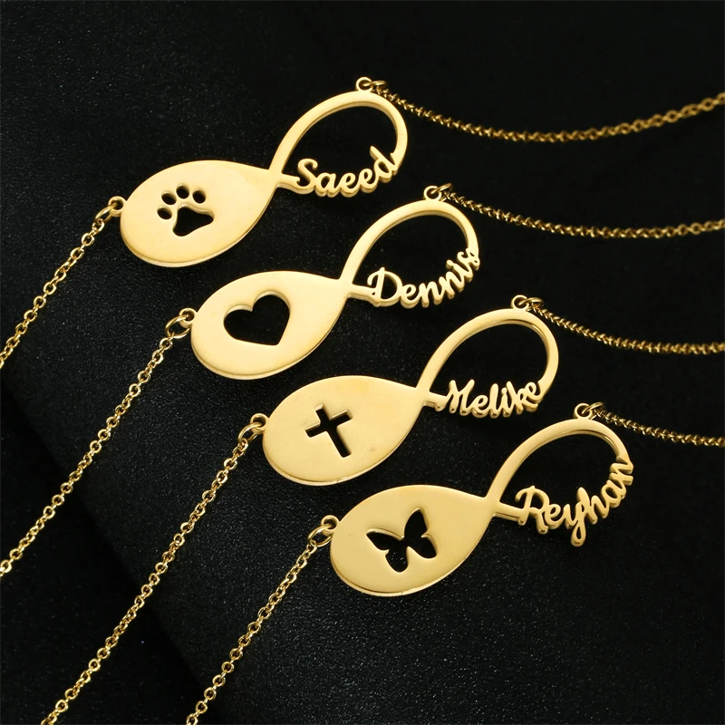 Customized Infinite Name Pendant Charm Women Chain Necklace Couple Memorial Gift Family Jewelry Birthday Gift