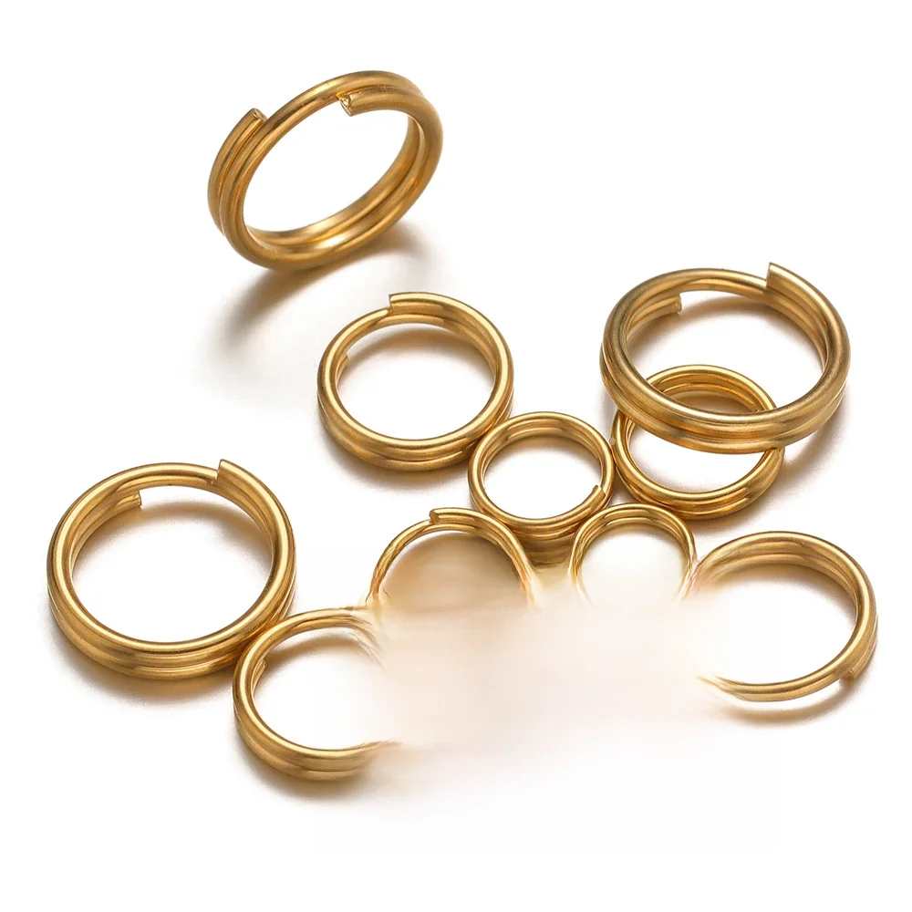 Anneaux de saut ouverts à Double boucles en acier inoxydable, connecteurs d'anneaux fendus en or pour bricolage, résultats de fabrication de bijoux, vente en gros, 50 à 100 pièces