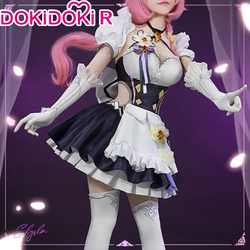 Elysia Cosplay Game Honkai Impact 3rd DokiDoki-R  Costume Women Honkai Impact 3 Cosplay Elysia Maid Uniform Halloween Cute