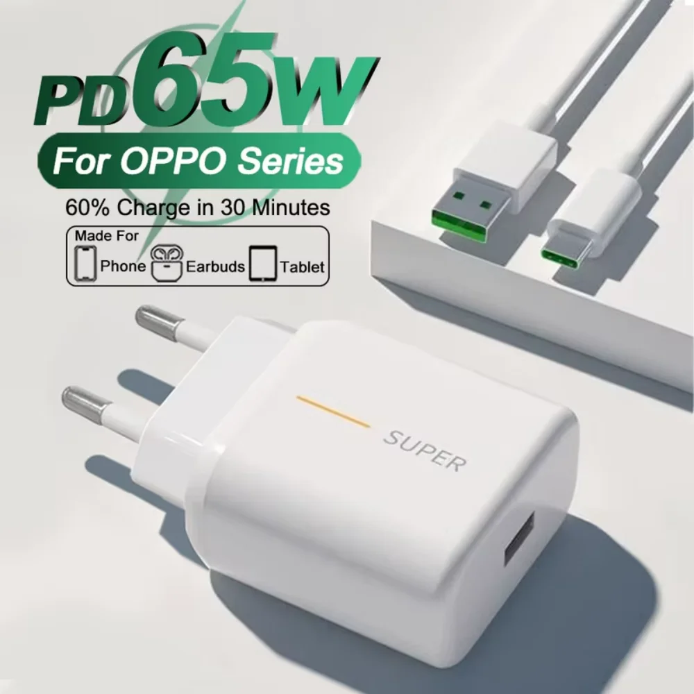 

Оригинальное быстрое зарядное устройство Supervooc 65 Вт для OPPO K13 K12 K11 K10 Turbo Reno 14 13 12 11 Pro Find X8 X7 X6 A5 A6 Pro, кабель USB Type-C