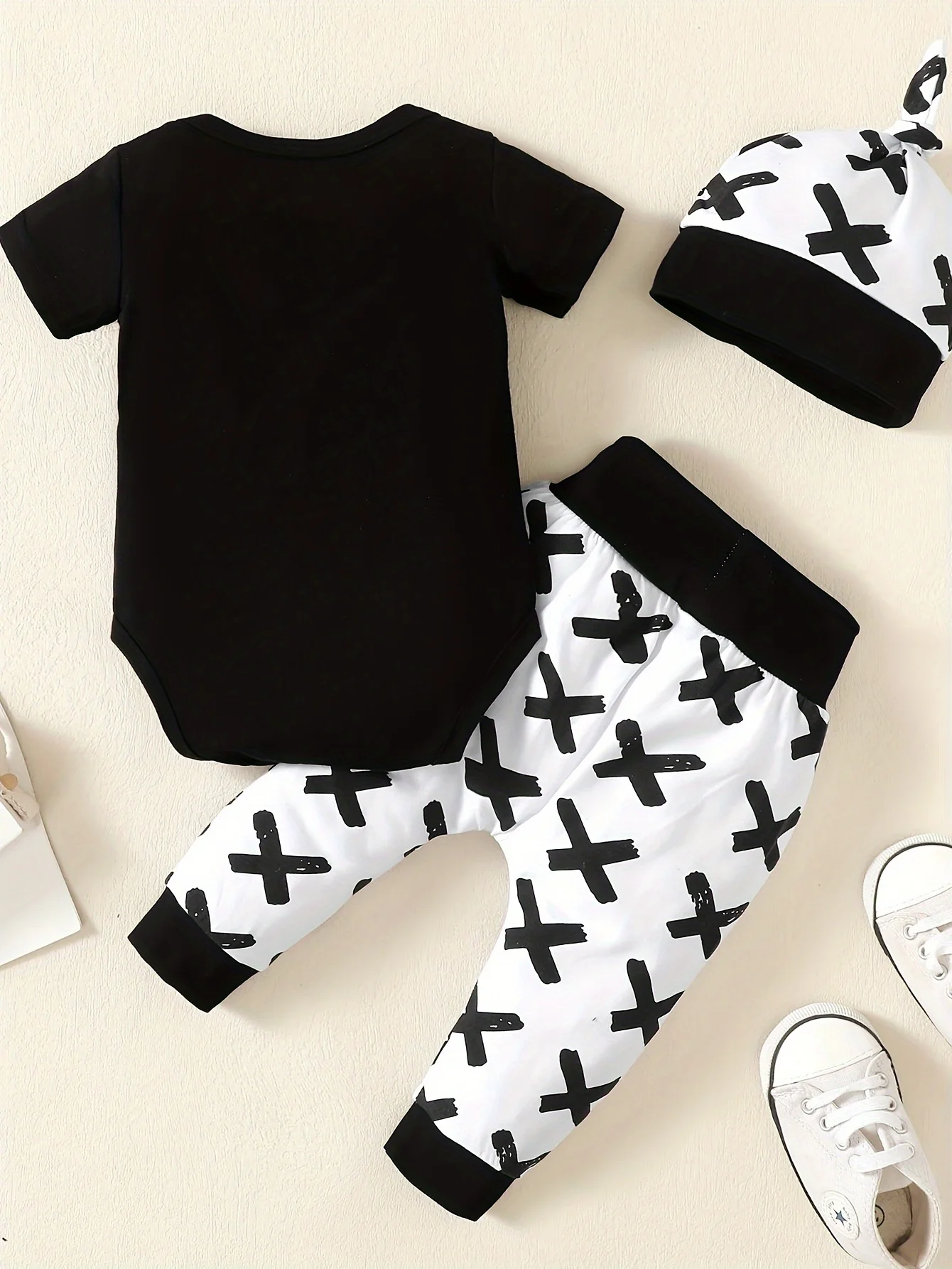 Summer Baby Boys Clothing Set Short Sleeve Letter Print Jumpsuit + Pant + Hat 3pcs Outfit Clothing Set