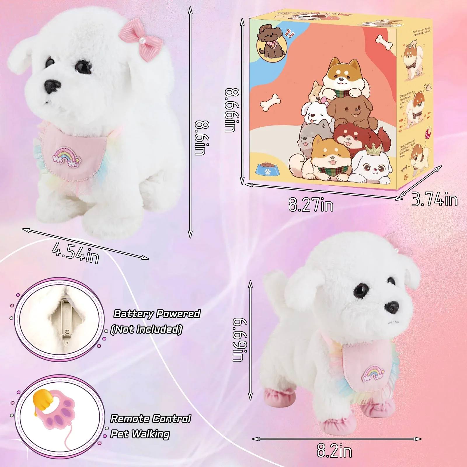 Interactive Walking Toy Dog for Kids Touch & Voice Controlled with Remote Waggling Tail Realistic Barking Ideal Birthday Or Gift - view 5