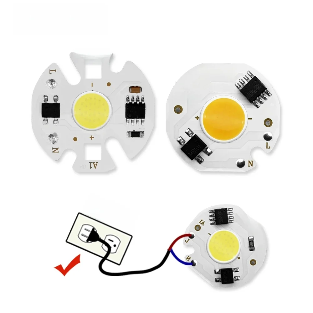 Cob Led puce lumières projecteurs lampe 220v intelligent 3w 5w 7w 9w 10w 12w lampe pour projecteur rectangulaire pas besoin de pilote Lampara bricolage