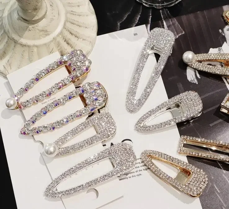 Moda górna flash luksusowy temperament pełny diament kryształowa perła eleganckie damskie spinki do włosów spinki do włosów akcesoria do włosów — zdjęcie 2