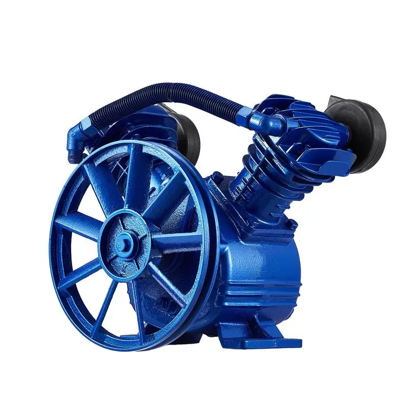 Air compressor pump head, 3 HP, 6.25 CFM at 90 PSI, oil-lubricated two-cylinder piston pump head, single-stage replacement for V-type cast iron air compressor pump with max. 116 PSI pressure
