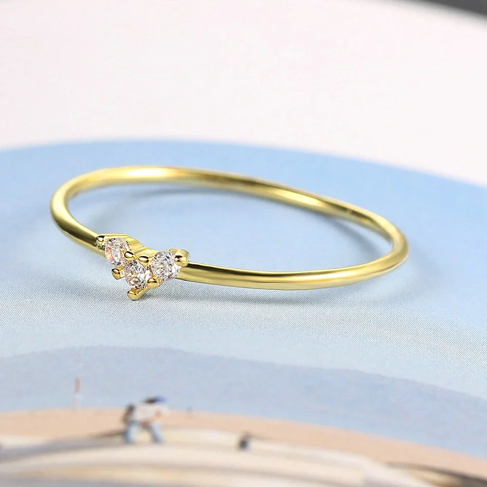 ZHOUYANG Dainty Ring For Women Little Heart Thin Knuckle Ring AAA+CZ Light Yellow Gold Color Daily Fashion Jewelry KAR173 — zdjęcie 2