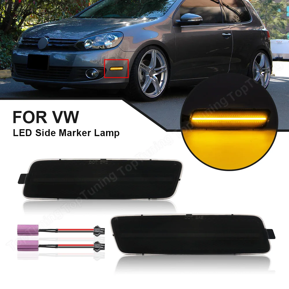 

2pcs LED Side Marker Lamp For VW Golf MK6 Hatchback Jetta MK6 SportWagen 2010 2011 2012 2013 2014 Front Bumper Repeater Lamp