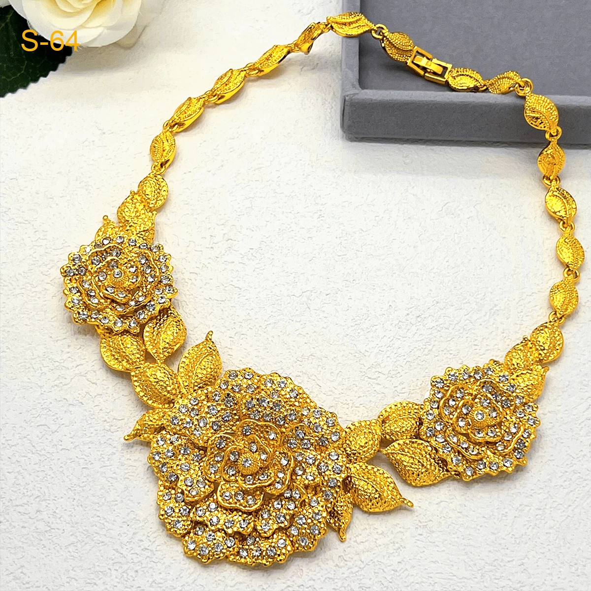 Brazilian 24K Gold Plated Jewelry Set For Women Dubai Indian Nigeria Big Pendant Necklace Earrings Bridal Wedding Gift Jewellery