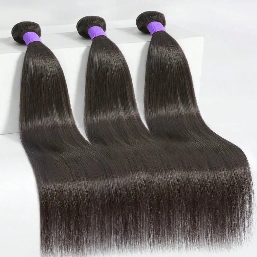 Straight Human Hair Bundles 28 30 42 Inch Long Brazilian Hair Weave Bundle 1 3 4 Bundles Remy Unprocessed Human Hair Extensions