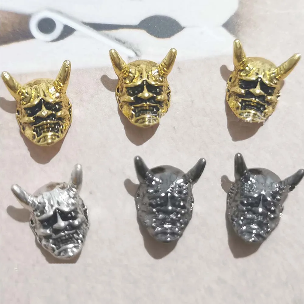 10pcs Animal Ghost Mask Nail Art Charm 3D Metal Retro Punk Rock Skull Demon Mask Nail Decoration DIY Horror Manicure Accessories