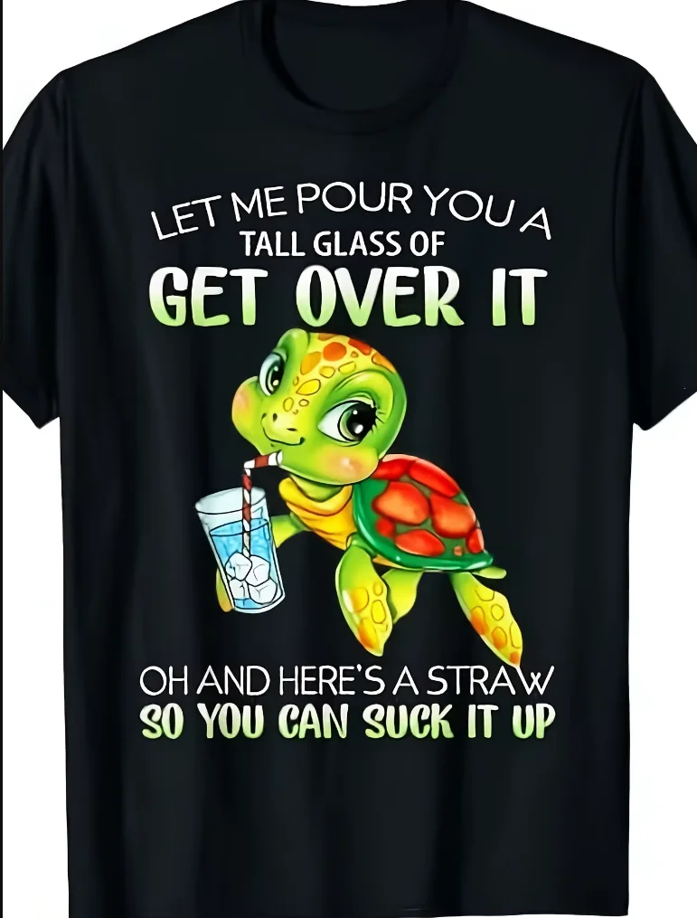 Funny Turtle Graphic Tee for Men & Women 180GSM Pure Retro Shirt with Turtle Design, Casual Round Neck Top, All-season, Vintage Style, Crew Neck, Slight Stretch, Regular Fit, Perfect for Adults, Short Sleeve - Versatile & Comfortable for Casual