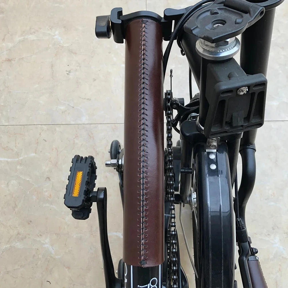 AliExpress TWTOPSE Bike Cowhide Protector Cover Handmade For Brompton Folding Bicycle Frame Handle Post Bike Bag Quick Release Leather Fuze