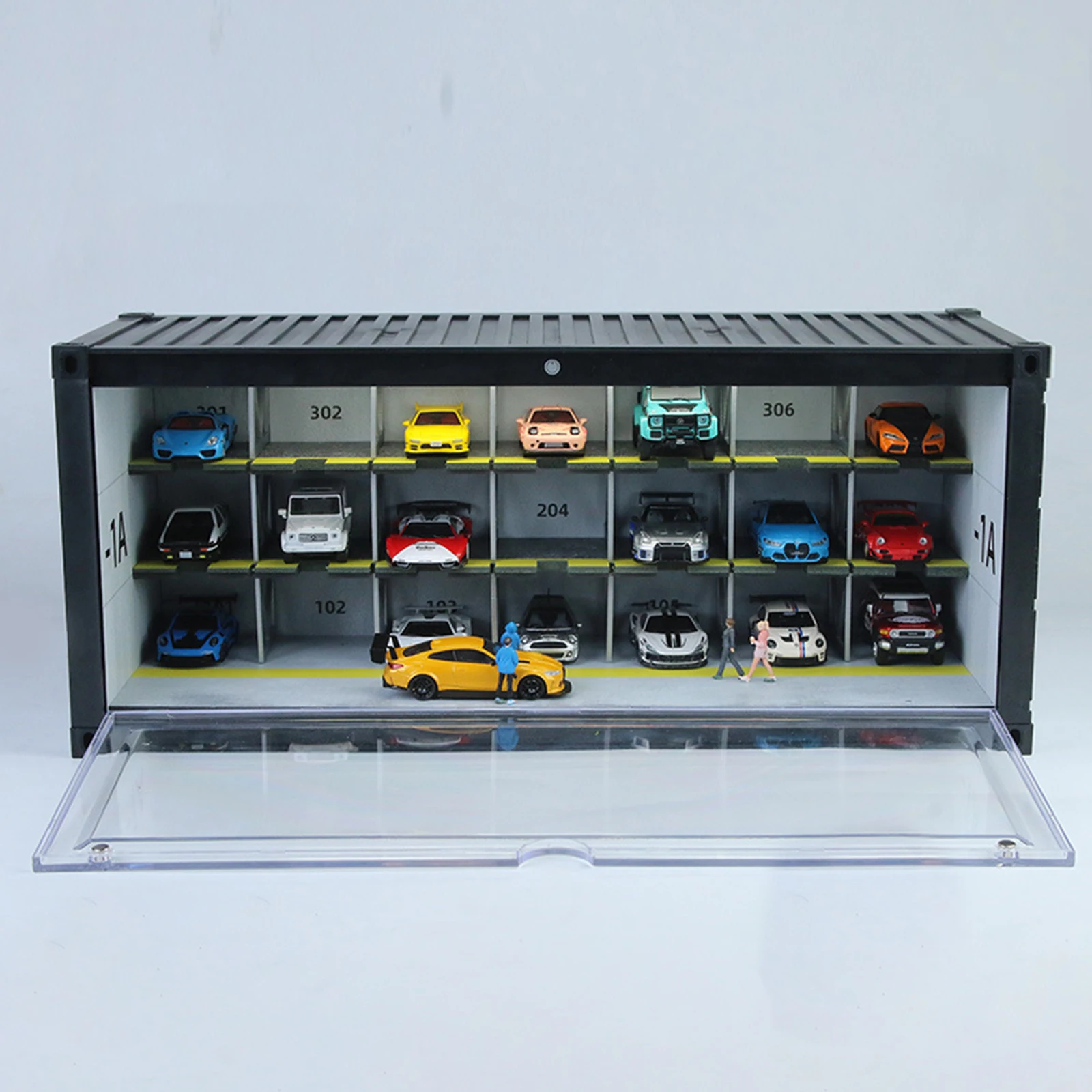

Витрина для моделей автомобилей масштаба 1/64, коллекционный подарок, настольное украшение, контейнер-диорама для парковки, коробка для демонстрации игрушечных машинок