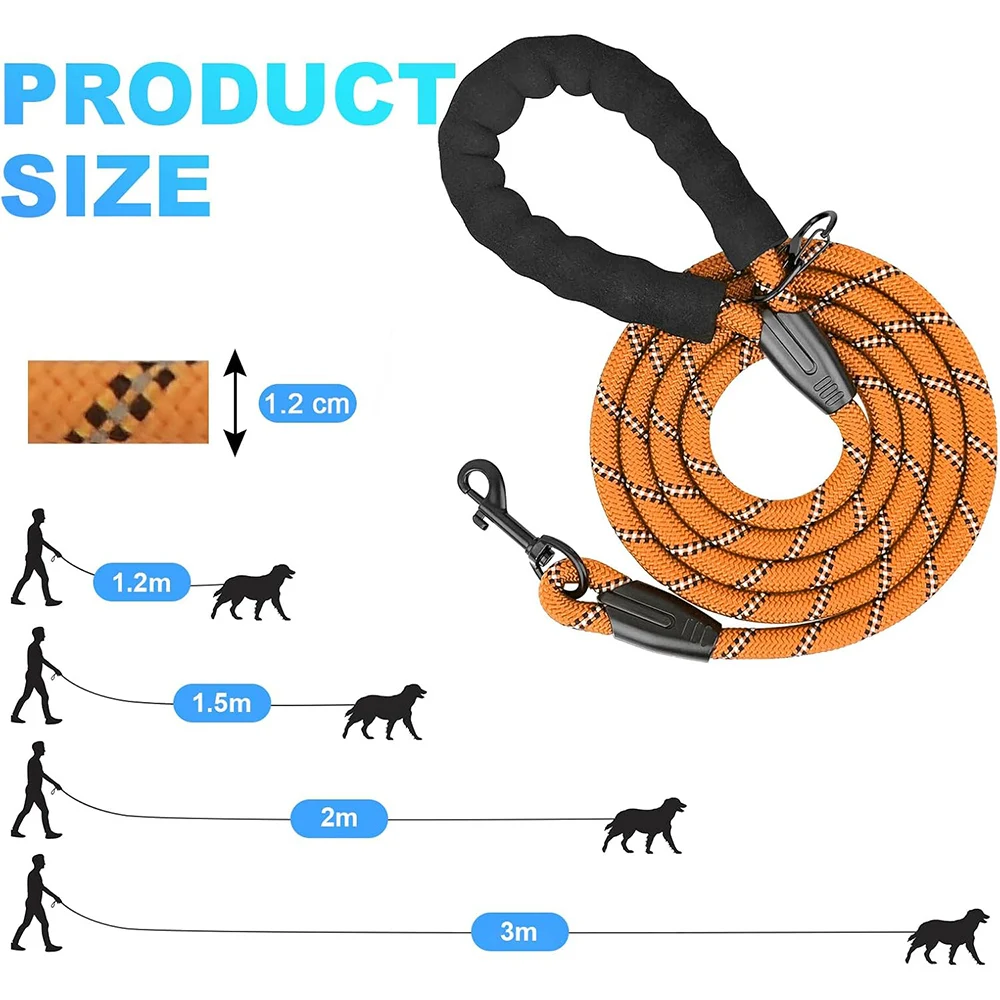 Long Dog Training Lead With Padded Handle For Walking And Training_voghion.com