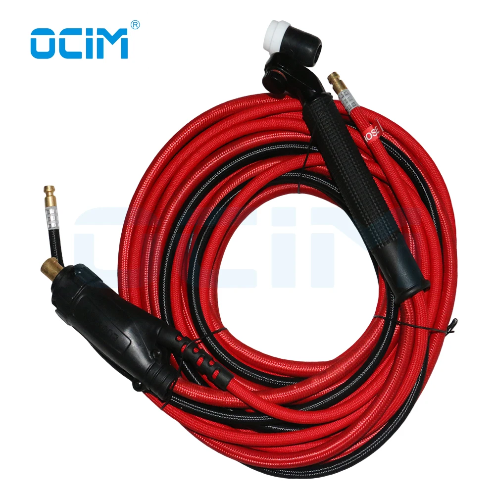 Imagem -02 - Cabo Vermelho Tig Torch Conector Euro Conector Rápido de Porca de Gás de Água 4m Comprimento 35 a 70 Nr18