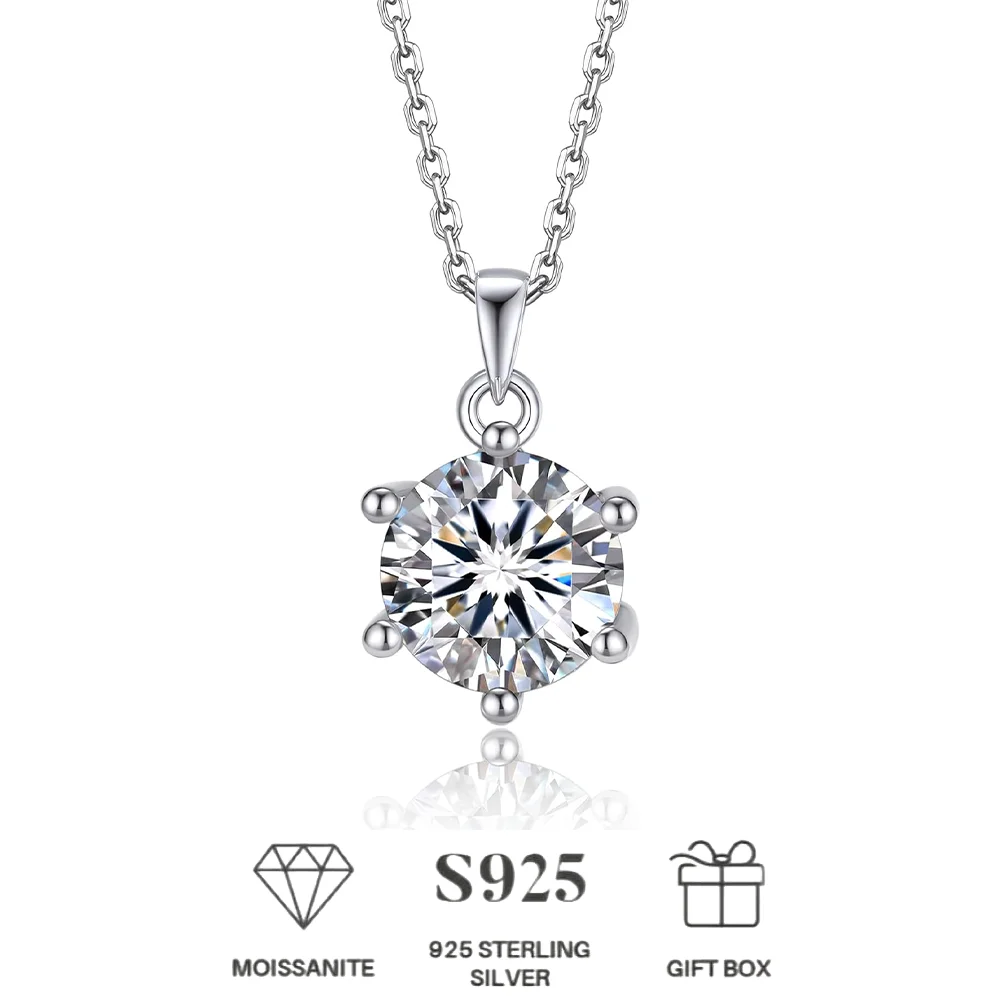 

Moissanite Collier Femme, 1-Carat de Diamant Pendentif Femme Argent 925 Solitaire Pendentif