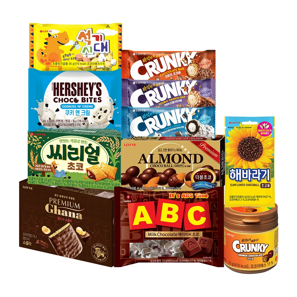 Lotte Well Food Chocolate 11 kinds gift set for Gana and Sha Krunky Ball ABC Almond Choco Ball The Harm of the Sore age of the Sun. Crunky real