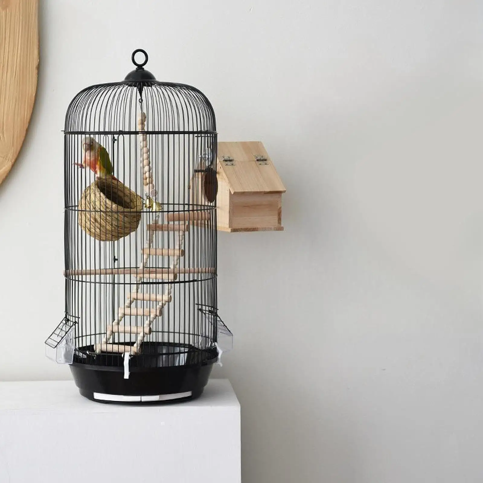 

Art Bird Cage Bird House Mesh Ventilated Pet Supplies Round Bird Carrier Parakeet Cage for Small Birds Finches Canary Cockatiel