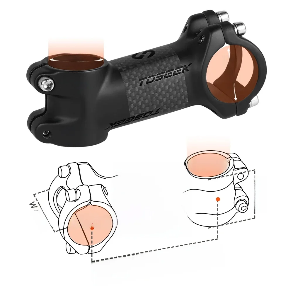 AliExpress NONE TOSEEK-ZF-ONE Carbon Bike Stem, Mountain Bike Stem,31.8mm Handlebar Tems, BMX MTB Parts, 10 Degree, 17Degree, 60mm, 70mm, 80mm