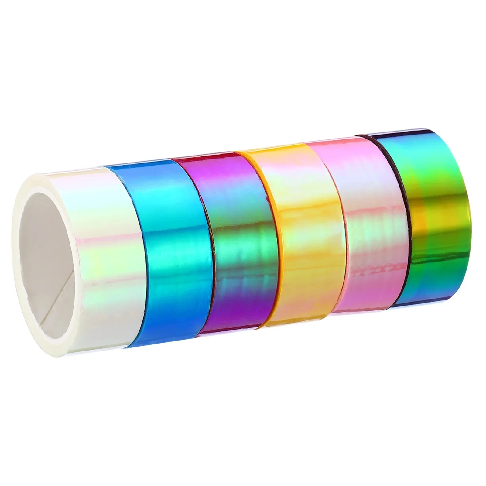 6 rolek 15mm x 5m taśma metalizowana samoprzylepna folia holograficzna lustro metaliczna naklejka maskująca dekoracja Scrapbooking taśma maskująca — zdjęcie produktu 7