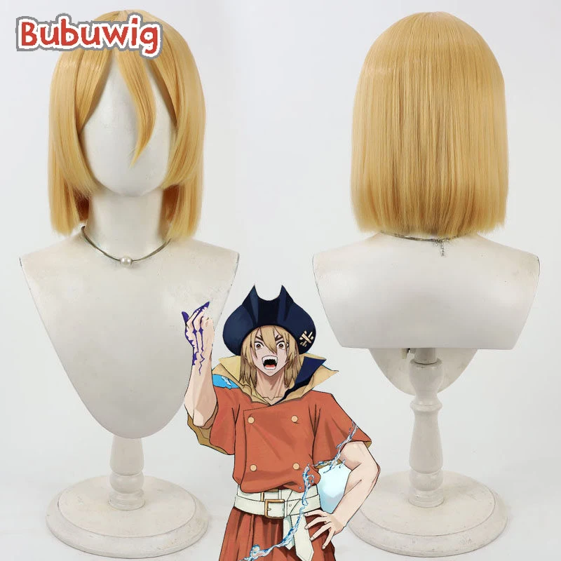 Bubuwig Synthetic Hair Ryusui Nanami Cosplay Wigs Dr. Stone Ryusui Nanami 30cm Short Straight Blonde Bobo Wig Heat Resistant