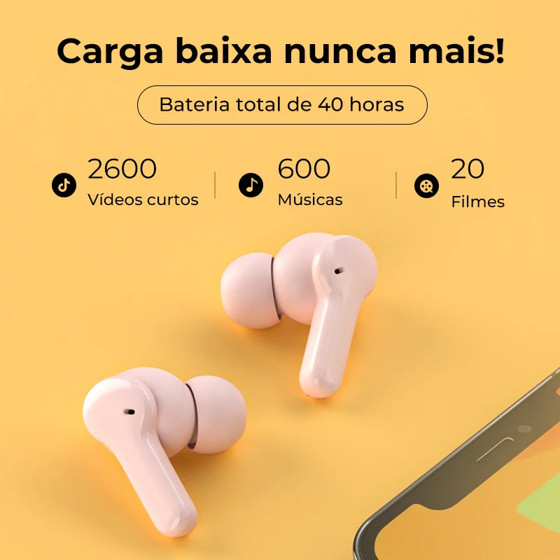 QCY Fone de Ouvido Sem Fio T13 TWS 4 Mics Control Por Toque e Bluetooth 5.1 Cancelamento de Ruido e de Eco Recarregable