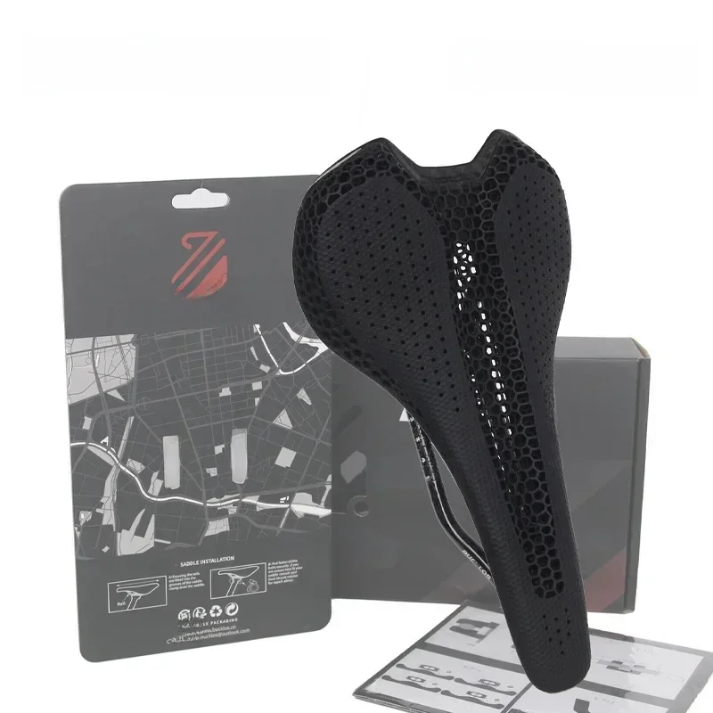 AliExpress BUCKLOS 3D Printing Bike Saddle Hollow Breathable MTB Gravel Road Bike Cycling Seat 143MM Carbon Mountain Bicycle Seat Cushion