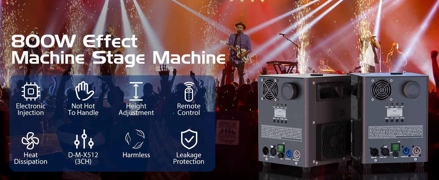 LeLeght New 800W Pyrotechnics Machines Cold Spark Fire Machine D-MX512 With Remote Control for Bar Party Christmas Wedding