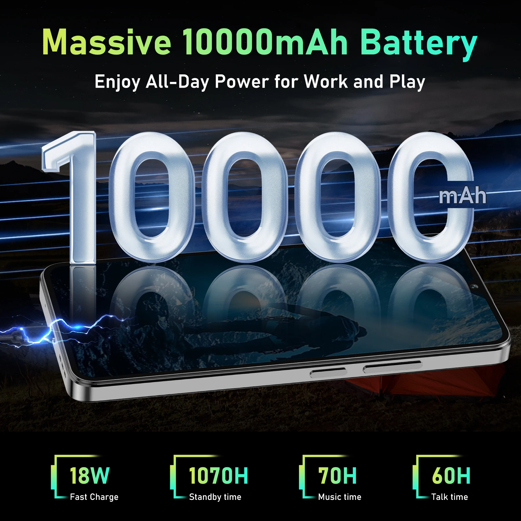 OUKITEL C59 Android 15 Cell Phone Unlocked 2025-10000mAh Battery, 16GB +128GB/TF 1TB Smartphone,6.88'' Display,, 120LM Flashligh