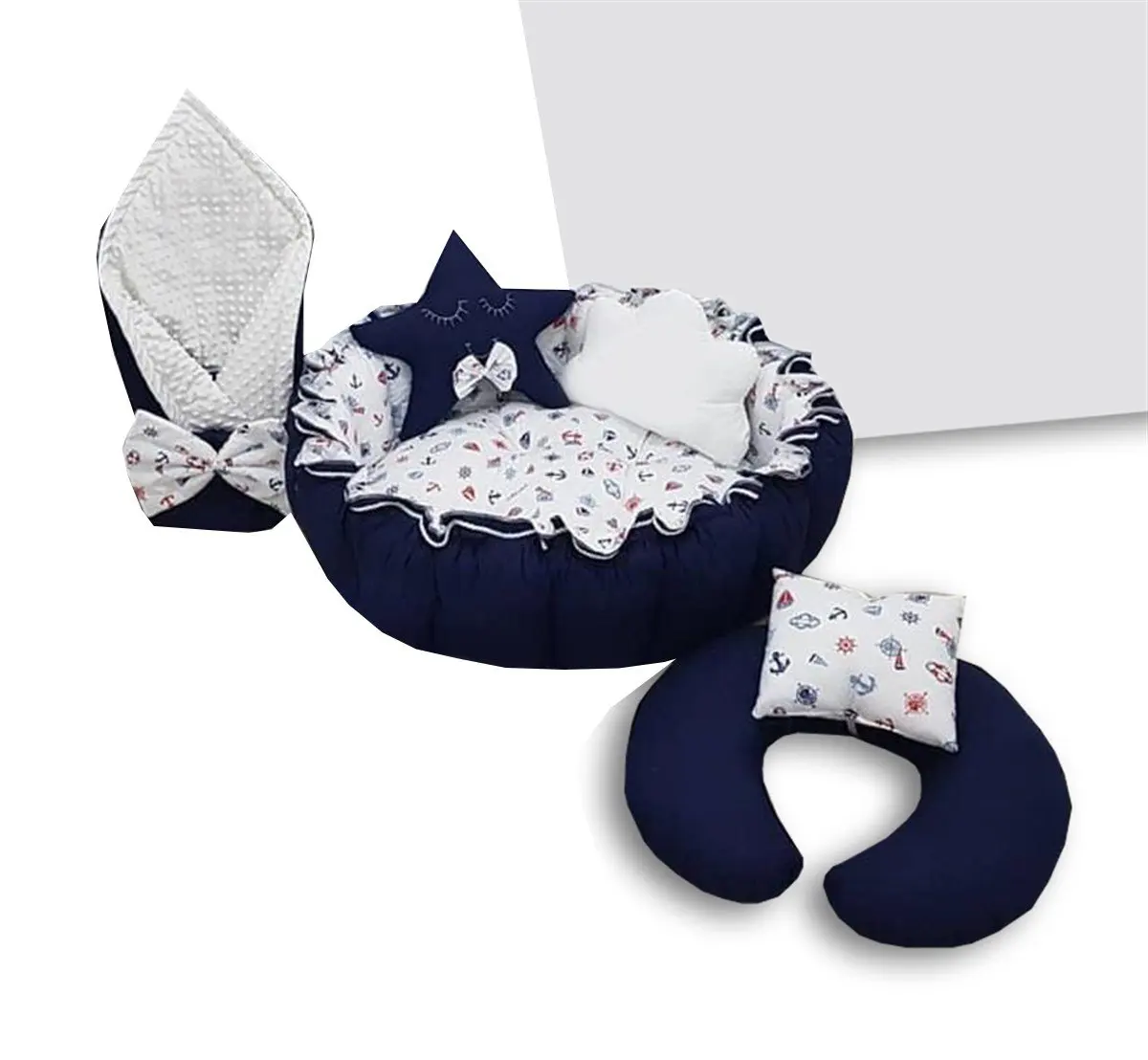 

Handmade Navy Blue Captain Patterned Set Design Luxury Play Mat Babynest