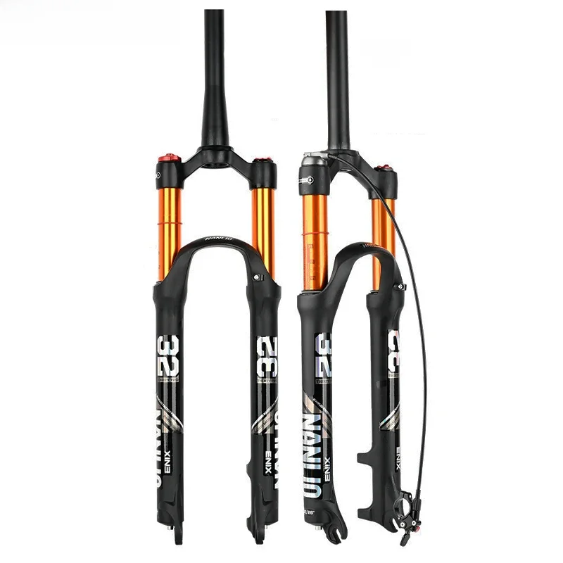 AliExpress Bicycle front fork 26 27.5 29 inch Magnesium alloy Air pressure Shock absorption Suspension Disc Brake Manual Remote MTB Fork