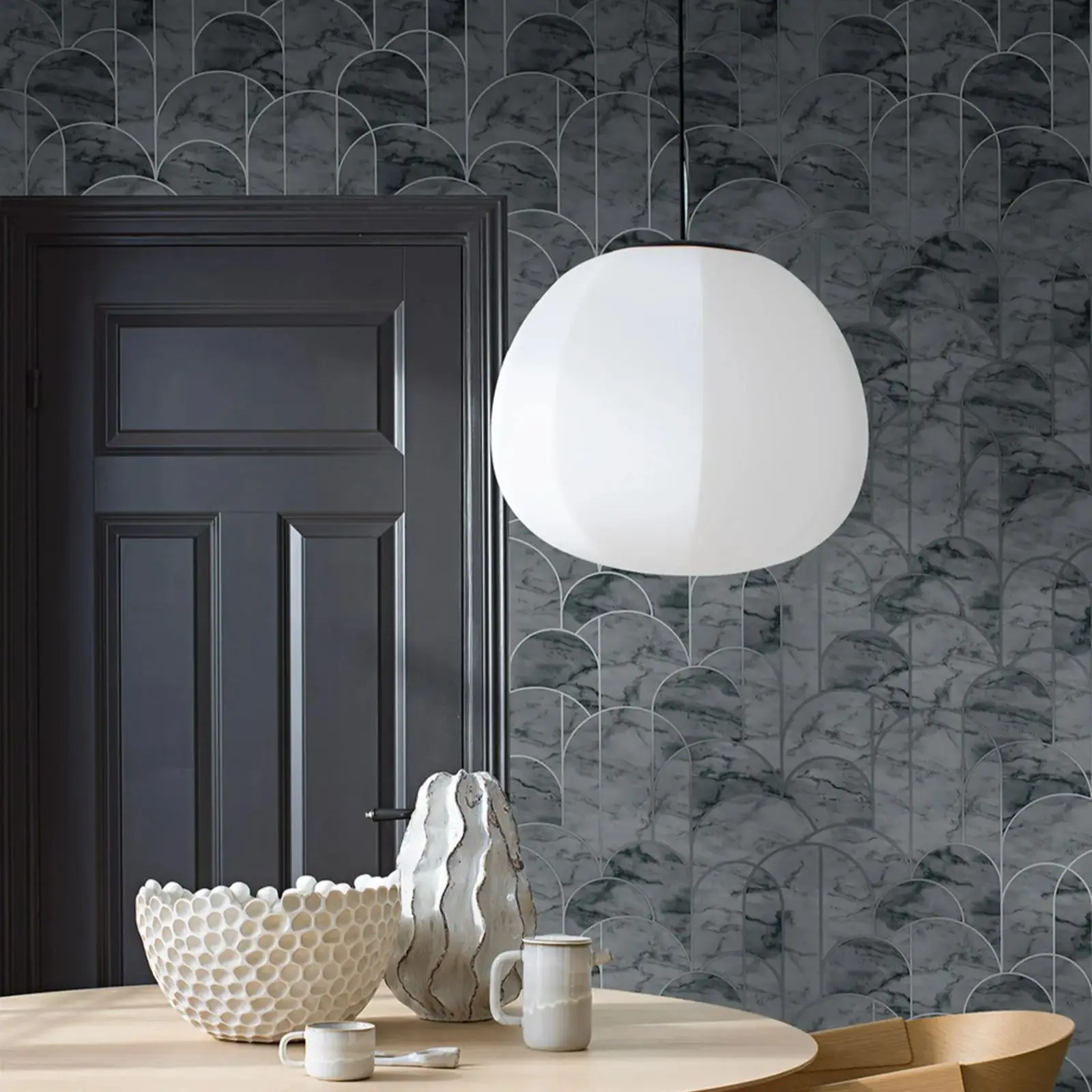 

uxuriou lavish marble effect Wallpaper with grey edge, Peel and Stick and Traditional Wallpaper