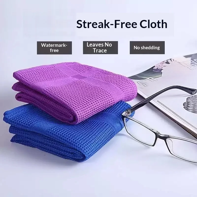 Weave Microfiber Cleaning Cloth Lint‑Free Streak‑Free Glass Towel Super Absorbent For Window Car Home Kitchen Cleaning