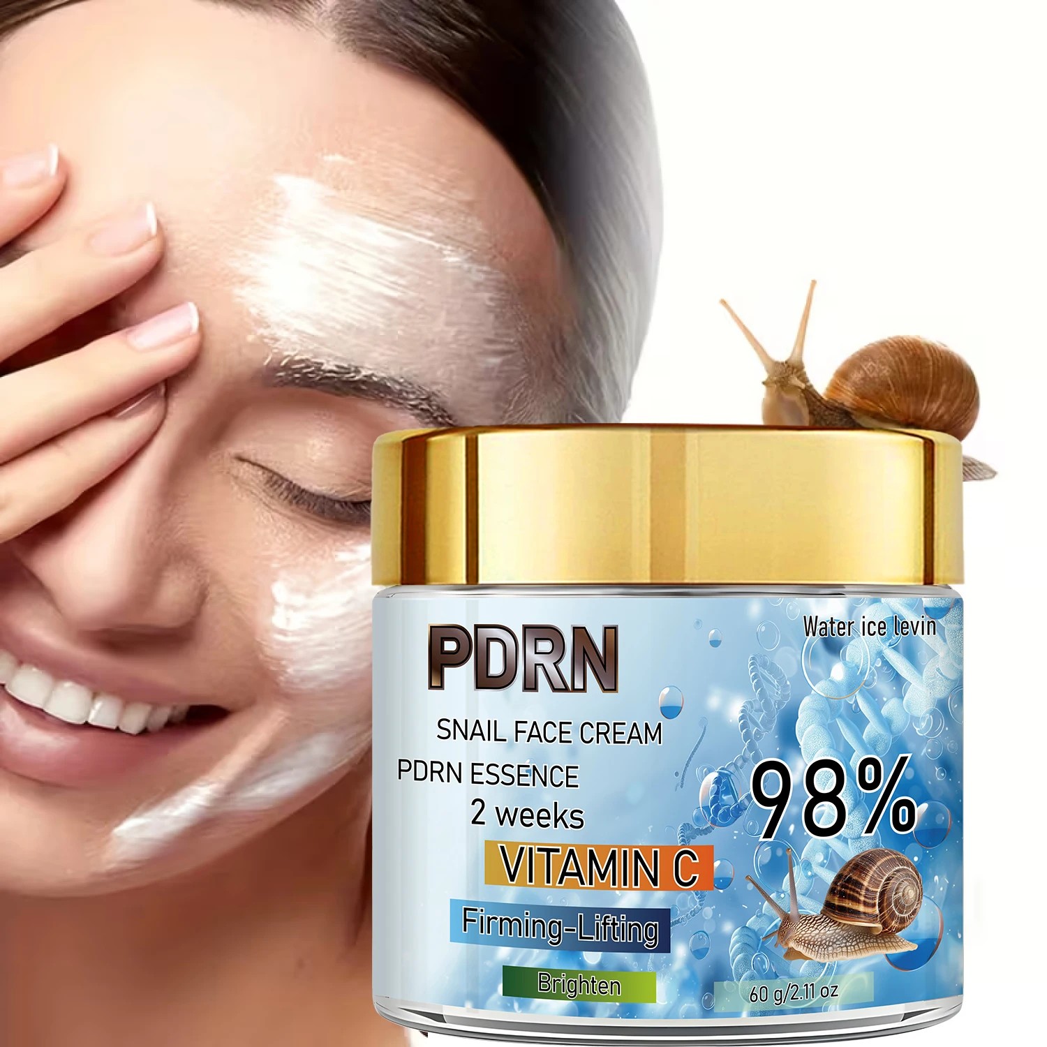 Crema Facial con PDRN de Caracol - 98% Esencia de PDRN, Reafirmante e Iluminadora en 2 Semanas con Vitamina C, Retinol y Veneno de Abeja para una Piel Radiante