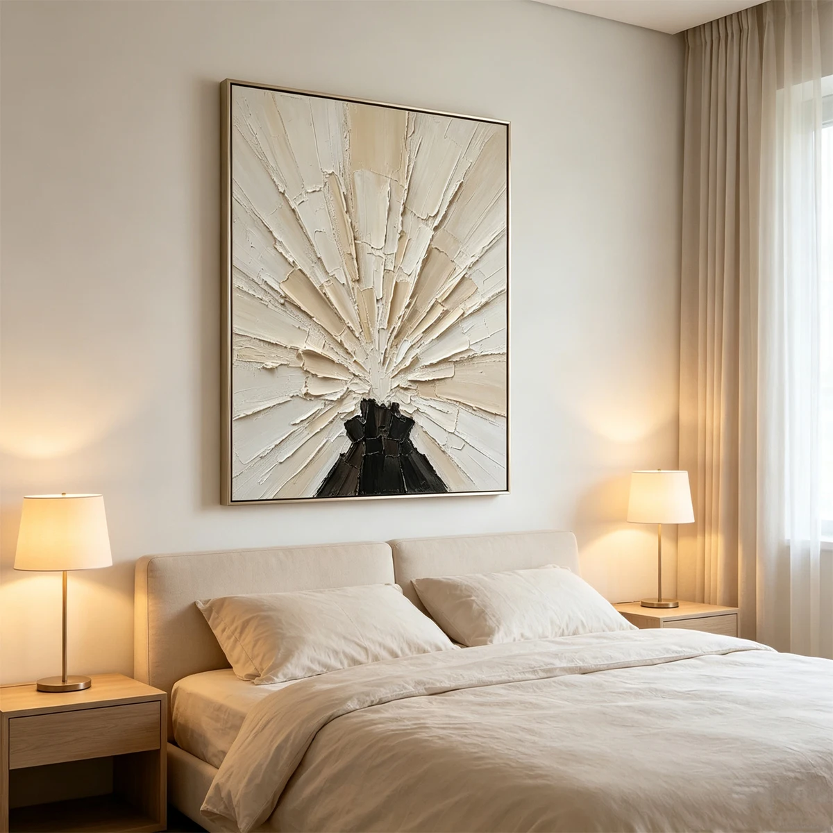 Radiant Beige 3D Textured Abstract Wall Art Hand-Painted Heavy Texture Impasto Oil Painting Neutral Modern Minimalist Decor